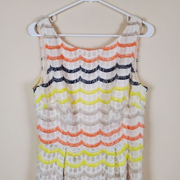 Trina Turk Multicolor Scallop Fringe Lace Heights Dress Size 10 - Picture 2 of 9
